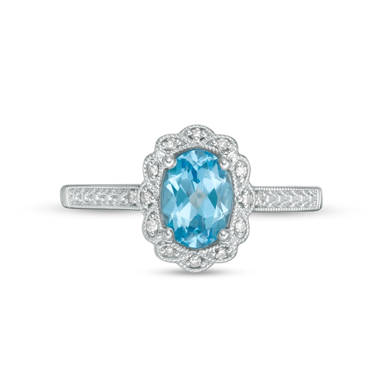 Cherished Promise Collection™ Swiss Blue Topaz and Diamond Accent Vintage-Style Promise Ring in Sterling Silver