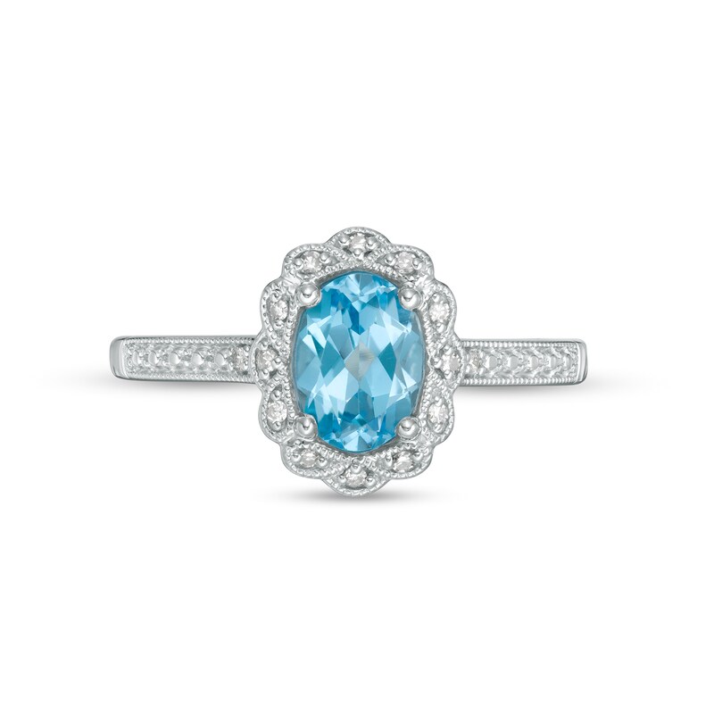 Cherished Promise Collection™ Swiss Blue Topaz and Diamond Accent Vintage-Style Promise Ring in Sterling Silver