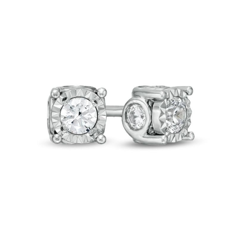 Main Image 1 of 1/2 CT. T.W. Diamond Bezel Solitaire Stud Earrings in 10K White Gold