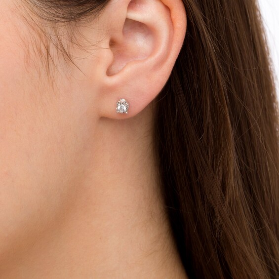 1/2 CT. T.w. Diamond Bezel Solitaire Stud Earrings in 10K White Gold