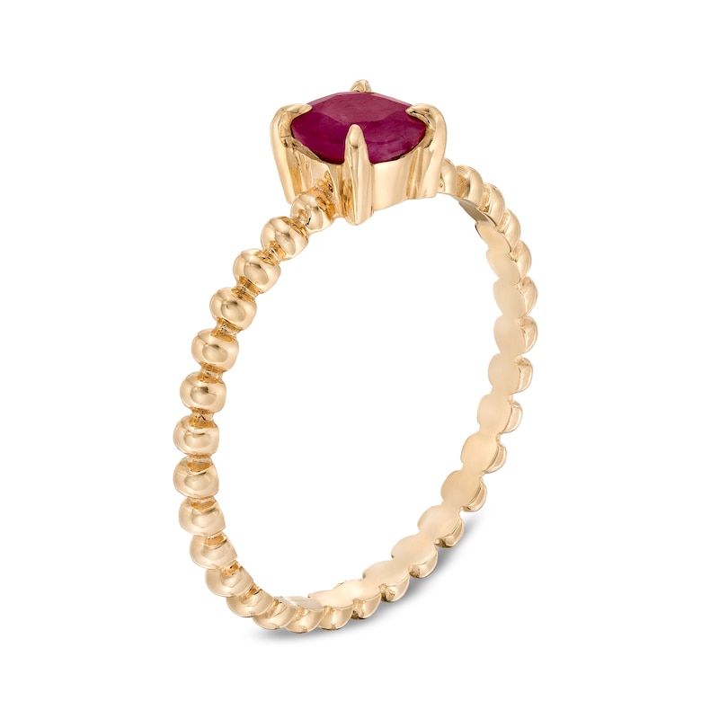 Main Image 3 of 5.0mm Ruby Bead Shank Ring in 10K Gold - Size 7