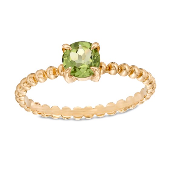 5.0mm Peridot Bead Shank Ring in 10K Gold - Size 7