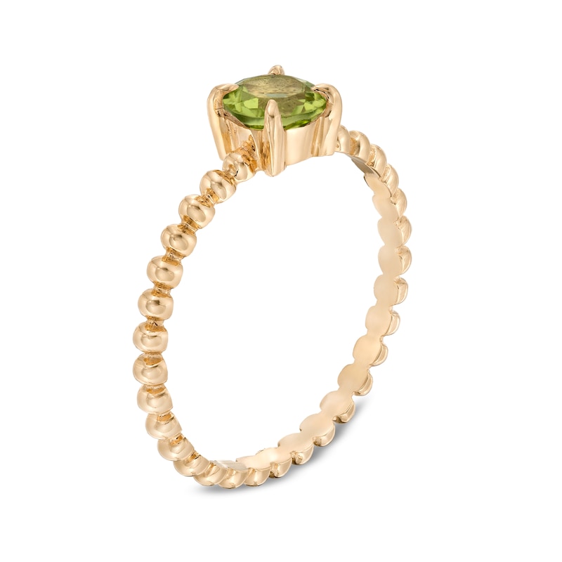 Main Image 3 of 5.0mm Peridot Bead Shank Ring in 10K Gold - Size 7