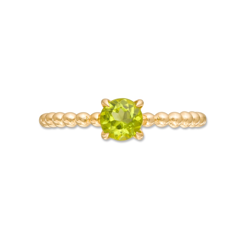 Main Image 4 of 5.0mm Peridot Bead Shank Ring in 10K Gold - Size 7