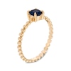 Thumbnail Image 2 of 5.0mm Blue Sapphire Bead Shank Ring in 10K Gold - Size 7