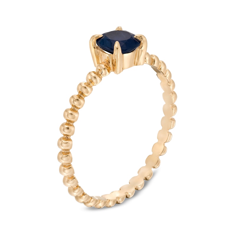 5.0mm Blue Sapphire Bead Shank Ring in 10K Gold - Size 7