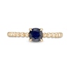 5.0mm Blue Sapphire Bead Shank Ring in 10K Gold - Size 7
