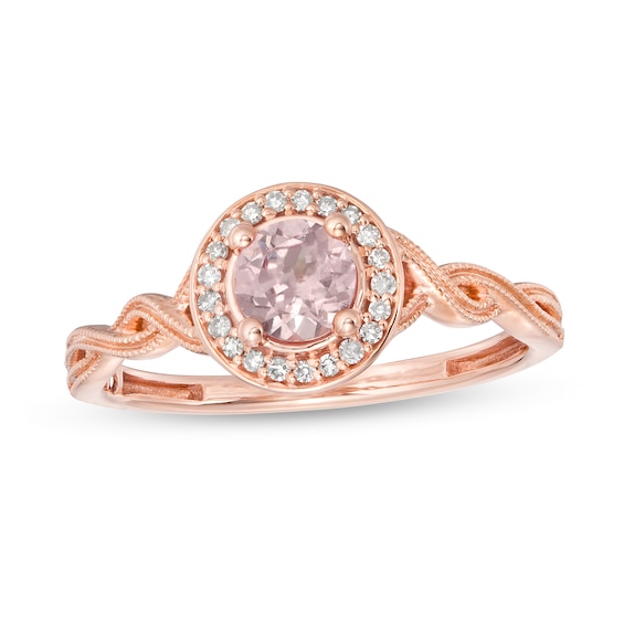 Cherished Promise Collectionâ¢ Champagne Garnet and 1/20 CT. T.w. Diamond Vintage-Style Promise Ring in 10K Rose Gold