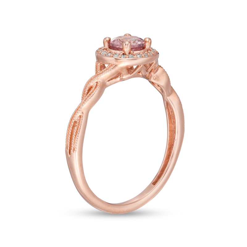 Main Image 3 of Cherished Promise Collection™ Champagne Garnet and 1/20 CT. T.W. Diamond Vintage-Style Promise Ring in 10K Rose Gold