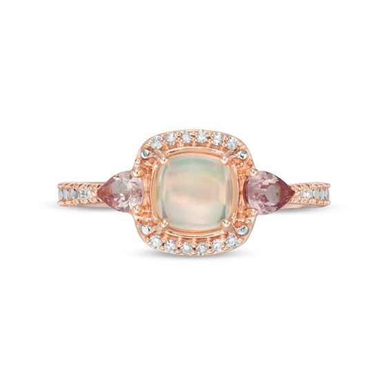 Cherished Promise Collectionâ¢ Opal, Garnet and 1/15 CT. T.w. Diamond Frame Promise Ring in 10K Rose Gold