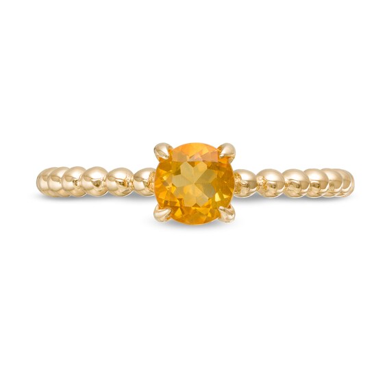 5.0mm Citrine Bead Shank Ring in 10K Gold