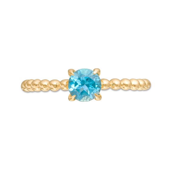 5.0mm Swiss Blue Topaz Bead Shank Ring in 10K Gold