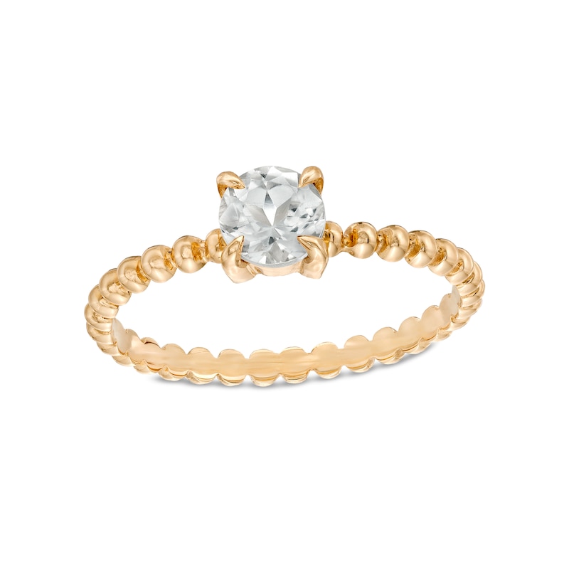 Main Image 1 of 5.0mm White Topaz Bead Shank Ring in 10K Gold - Size 7