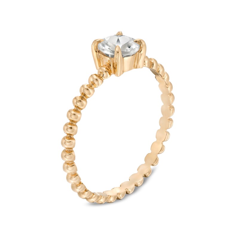 Main Image 3 of 5.0mm White Topaz Bead Shank Ring in 10K Gold - Size 7