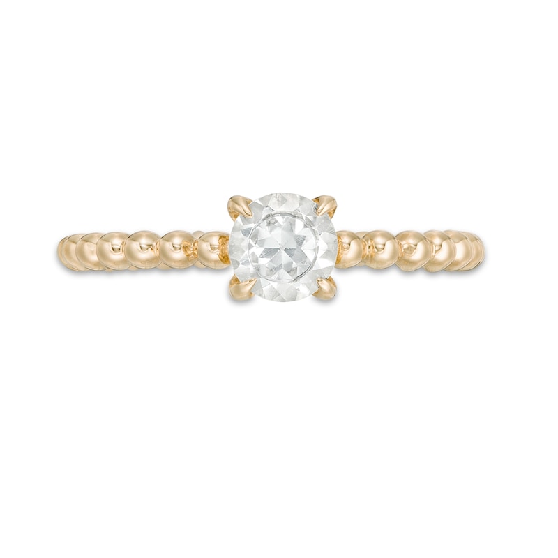 Main Image 4 of 5.0mm White Topaz Bead Shank Ring in 10K Gold - Size 7