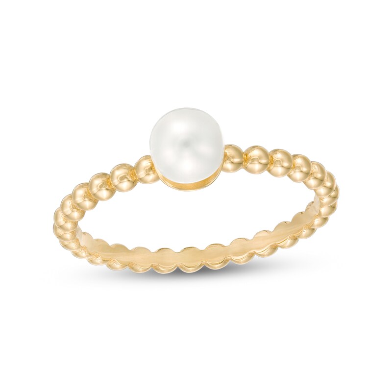 Main Image 1 of 5.0mm Freshwater Cultured Pearl Bead Shank Ring in 10K Gold