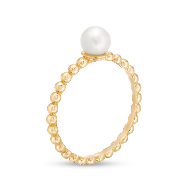 Main Image 3 of 5.0mm Freshwater Cultured Pearl Bead Shank Ring in 10K Gold