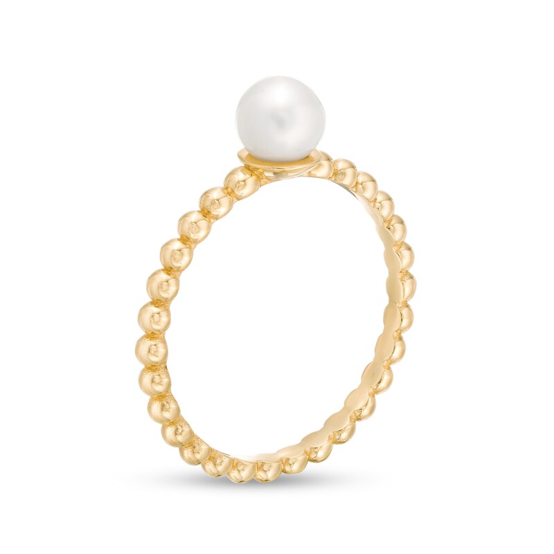 5.0mm Cultured Freshwater Pearl Bead Shank Ring in 10K Gold