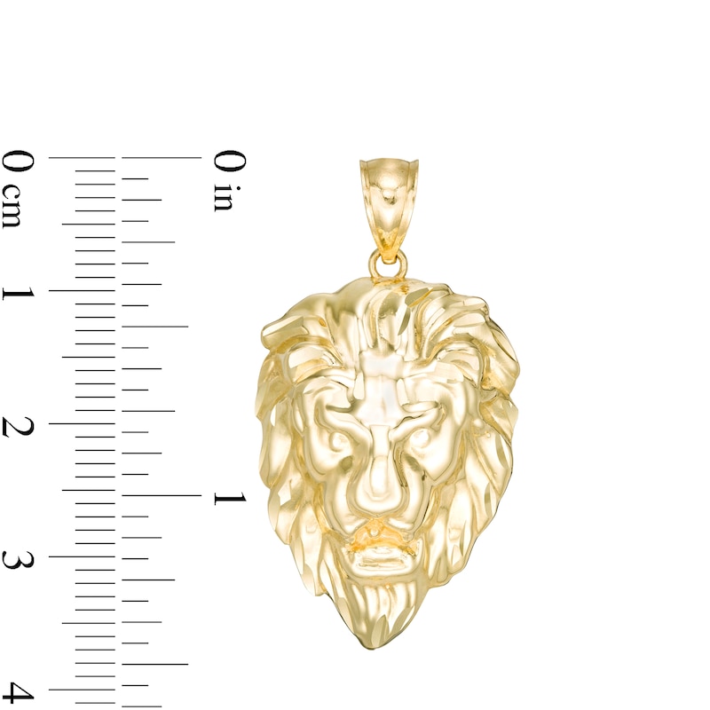 Main Image 2 of Diamond-Cut Lion Head Necklace Charm in 10K Gold