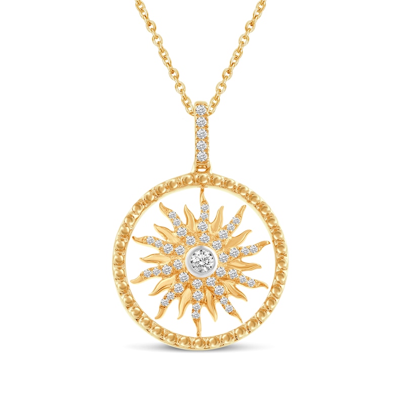 Monogram Sun diamond pendant necklace in rose gold with diamonds