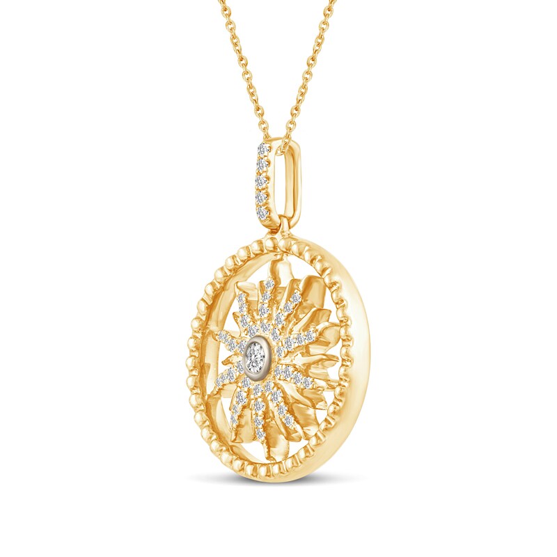 Main Image 2 of 1/3 CT. T.W. Diamond Sun Pendant in 14K Gold