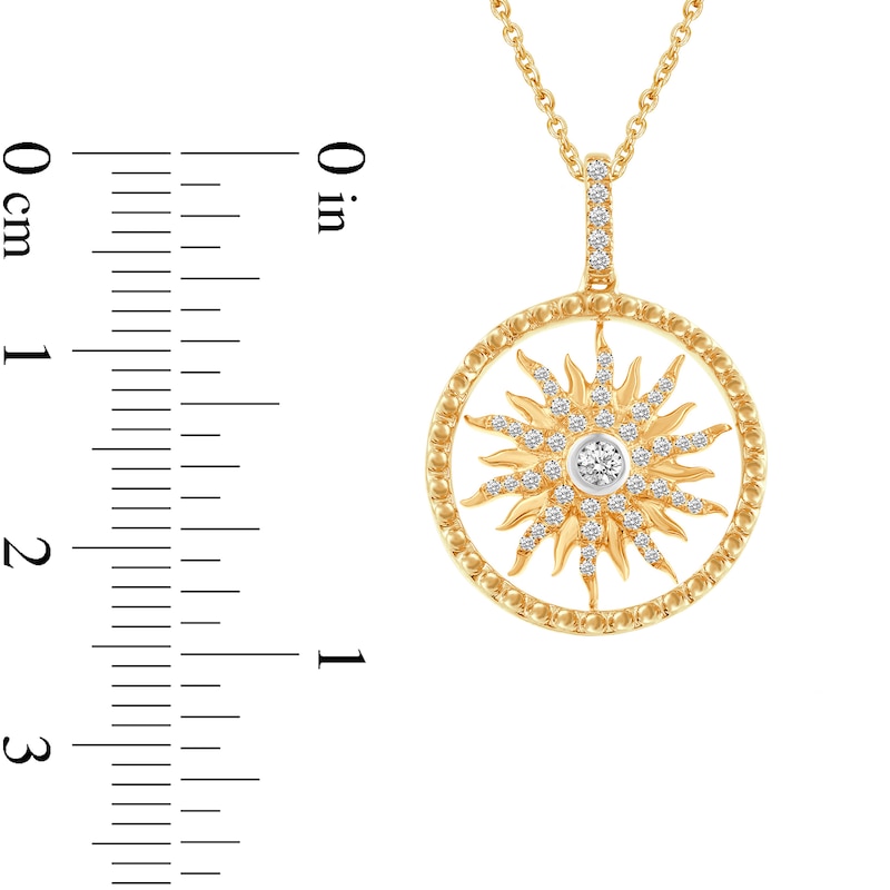 Main Image 3 of 1/3 CT. T.W. Diamond Sun Pendant in 14K Gold