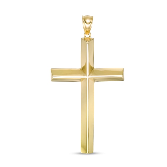 Triangular Cross Necklace Charm in 10K Gold