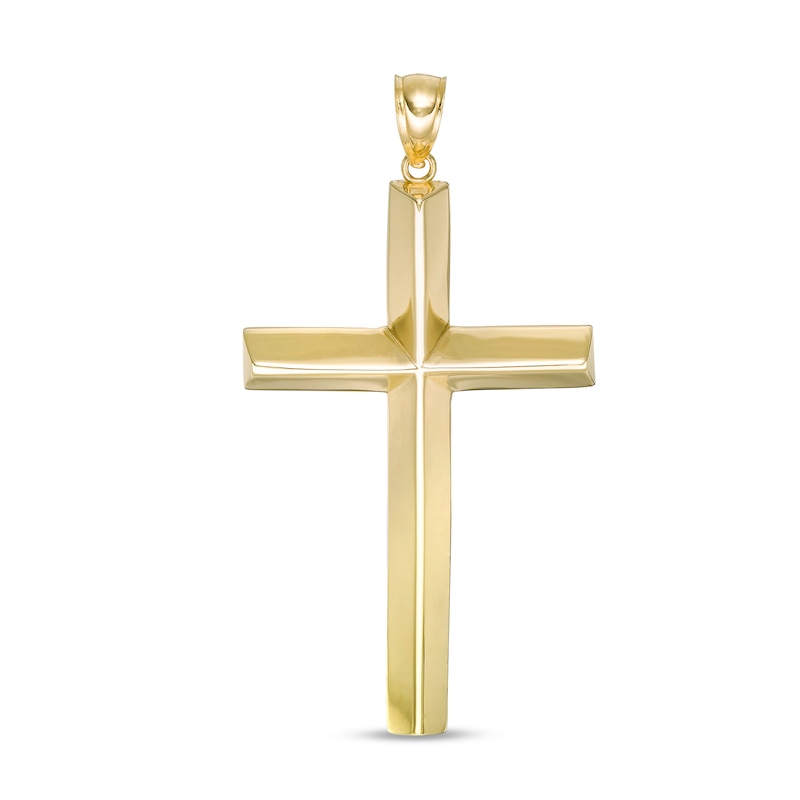 Men's Triangular Cross Necklace Charm in 10K Gold