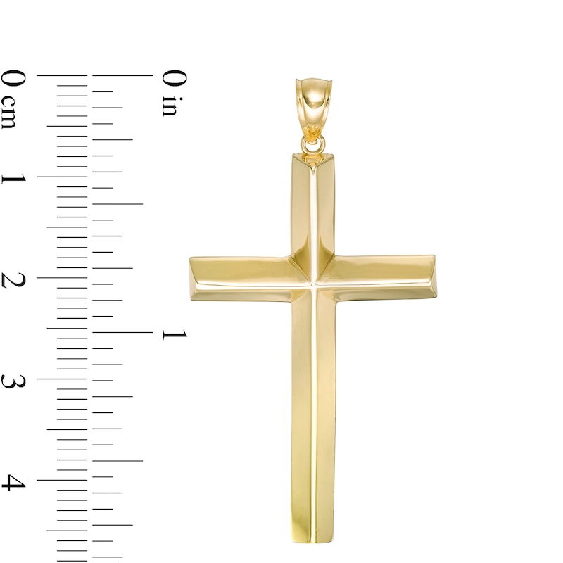 Men's Triangular Cross Necklace Charm in 10K Gold