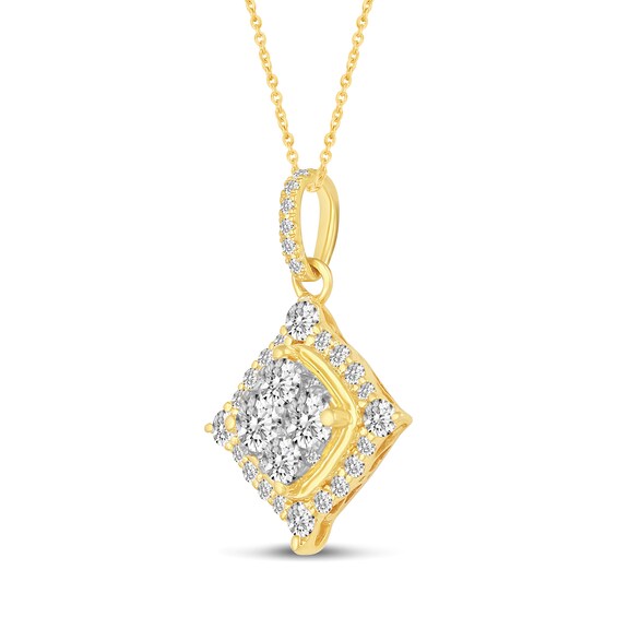 3/4 CT. T.W. Composite Diamond Tilted Square Frame Pendant in 14K Gold 3/4 CT. T.W. Composite Diamond Tilted Square Frame Pendant in 14K Gold