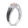 5.0mm Morganite and 1/4 CT. T.W. Enhanced Black and White Diamond Loop Collar Vintage-Style Ring in Sterling Silver