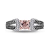 5.0mm Morganite and 1/4 CT. T.W. Enhanced Black and White Diamond Loop Collar Vintage-Style Ring in Sterling Silver