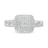 Thumbnail Image 3 of Composite Diamond Accent Double Cushion Frame Twist Shank Ring in Sterling Silver - Size 7