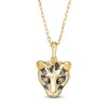 Thumbnail Image 1 of Wonder Woman™ Collection 1/20 CT. T.W. Champagne Diamond Cheetah Pendant in 10K Gold and Black Rhodium
