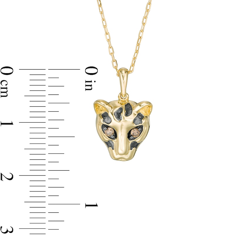 Main Image 3 of Wonder Woman™ Collection 1/20 CT. T.W. Champagne Diamond Cheetah Pendant in 10K Gold and Black Rhodium