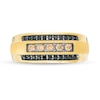Thumbnail Image 3 of Men's 1/2 CT. T.W. Black and Champagne Diamond Triple Row Ring in 10K Gold