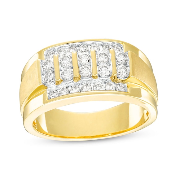 3/4 CT. T.w. Diamond Four Row Satin Stepped Edge Ring in 10K Gold