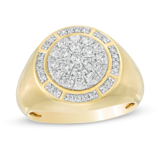 1 CT. T.w. Composite Diamond Sunburst Frame Signet Ring in 10K gold