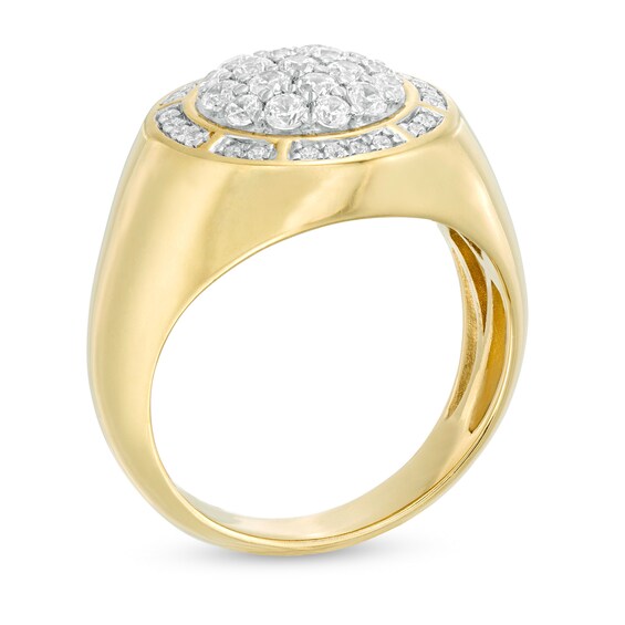 1 CT. T.w. Composite Diamond Sunburst Frame Signet Ring in 10K gold