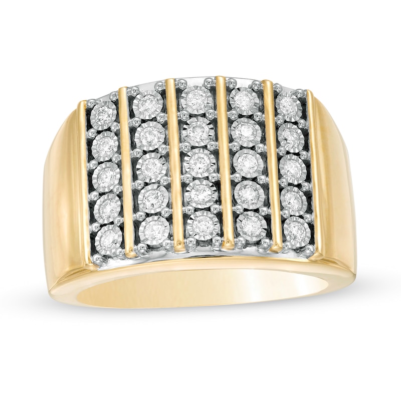 Men's 1/2 CT. T.W. Diamond Vertical Five Row Ring in 10K Gold