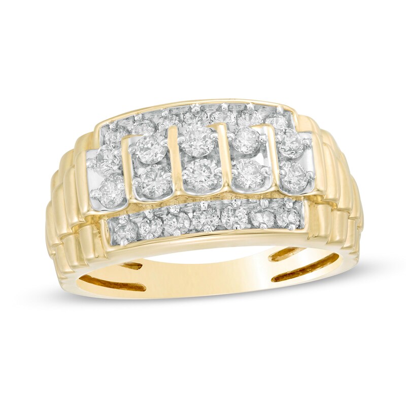 Men's 1 CT. T.W. Diamond Four Row  Ring in 10K Gold