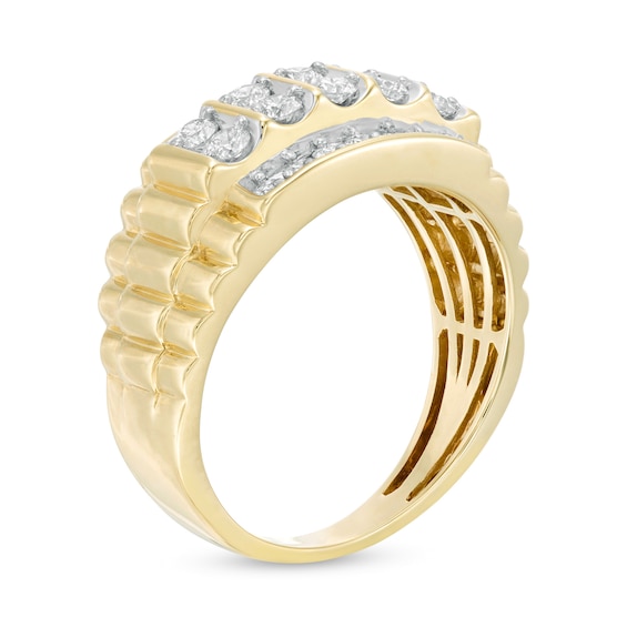 1 CT. T.w. Diamond Four Row Ring in 10K Gold