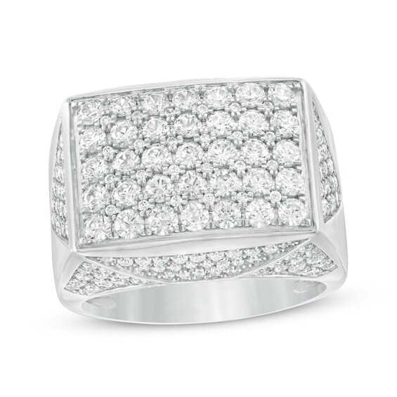 3-1/2 CT. T.w. Composite Diamond Rectangle Top Geometric Signet Ring in 10K White Gold