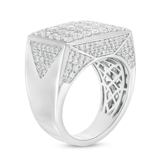 Men's 3-1/2 CT. T.w. Composite Diamond Rectangle Top Geometric Signet Ring in 10K White Gold