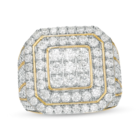 5 CT. T.w. Square Multi-Diamond Double Frame Signet Ring in 10K Gold