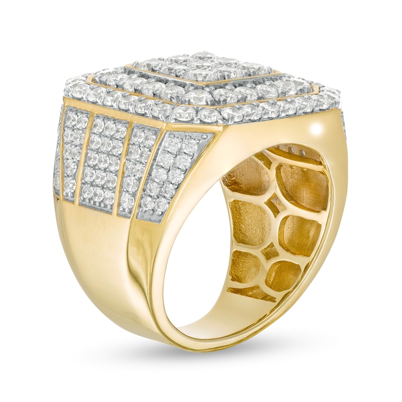Men's 5 CT. T.W. Square Multi-Diamond Double Frame Signet Ring in 10K Gold