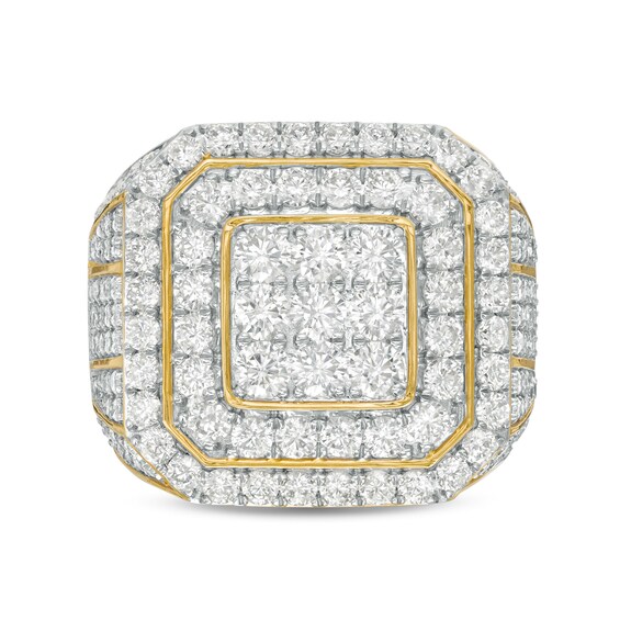 5 CT. T.w. Square Multi-Diamond Double Frame Signet Ring in 10K Gold