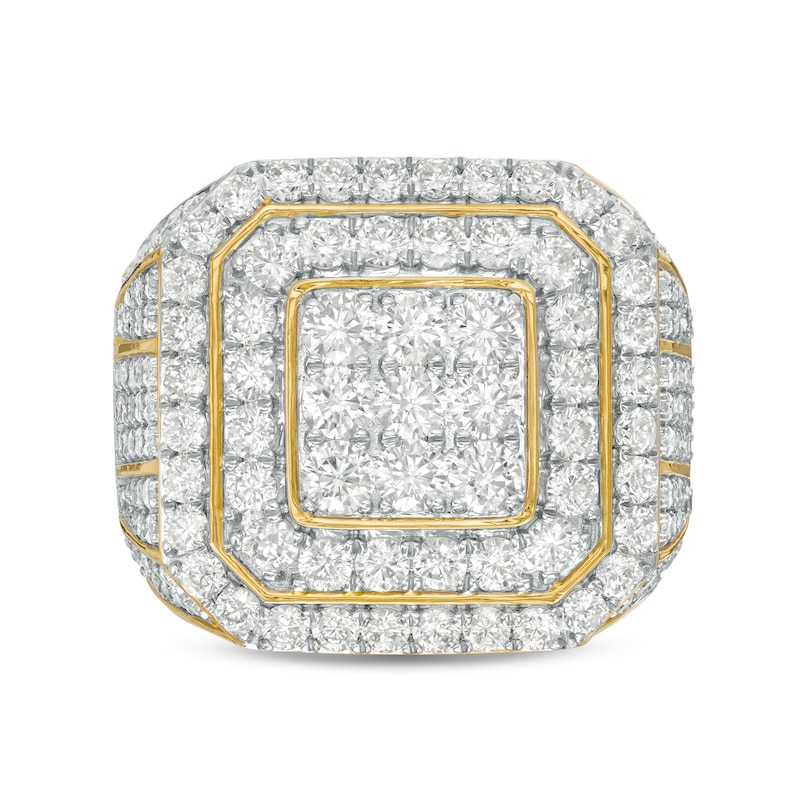 Men's 5 CT. T.W. Square Multi-Diamond Double Frame Signet Ring in 10K Gold