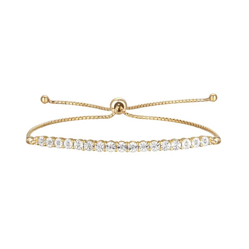 1/10 CT. T.W. Diamond Tennis-Style Bolo Bracelet in Sterling Silver with 14K Gold Plate