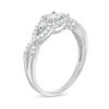 1/4 CT. T.W. Diamond Cascading Frame Three Stone Promise Ring in Sterling Silver